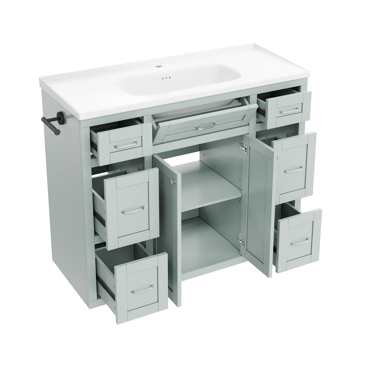 48" Mint Green Bathroom Vanity with Ceramic Sink - Mint Green