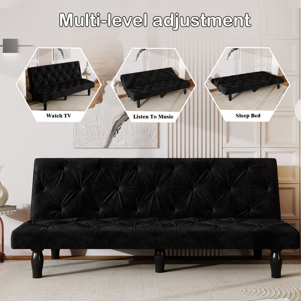 Sofa Bed With Adjustable Backrest with Premium Fabric – Black or Pink