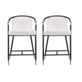 26" H Upholstered Counter Stool with Metal Frame - Set of 2 - Beige