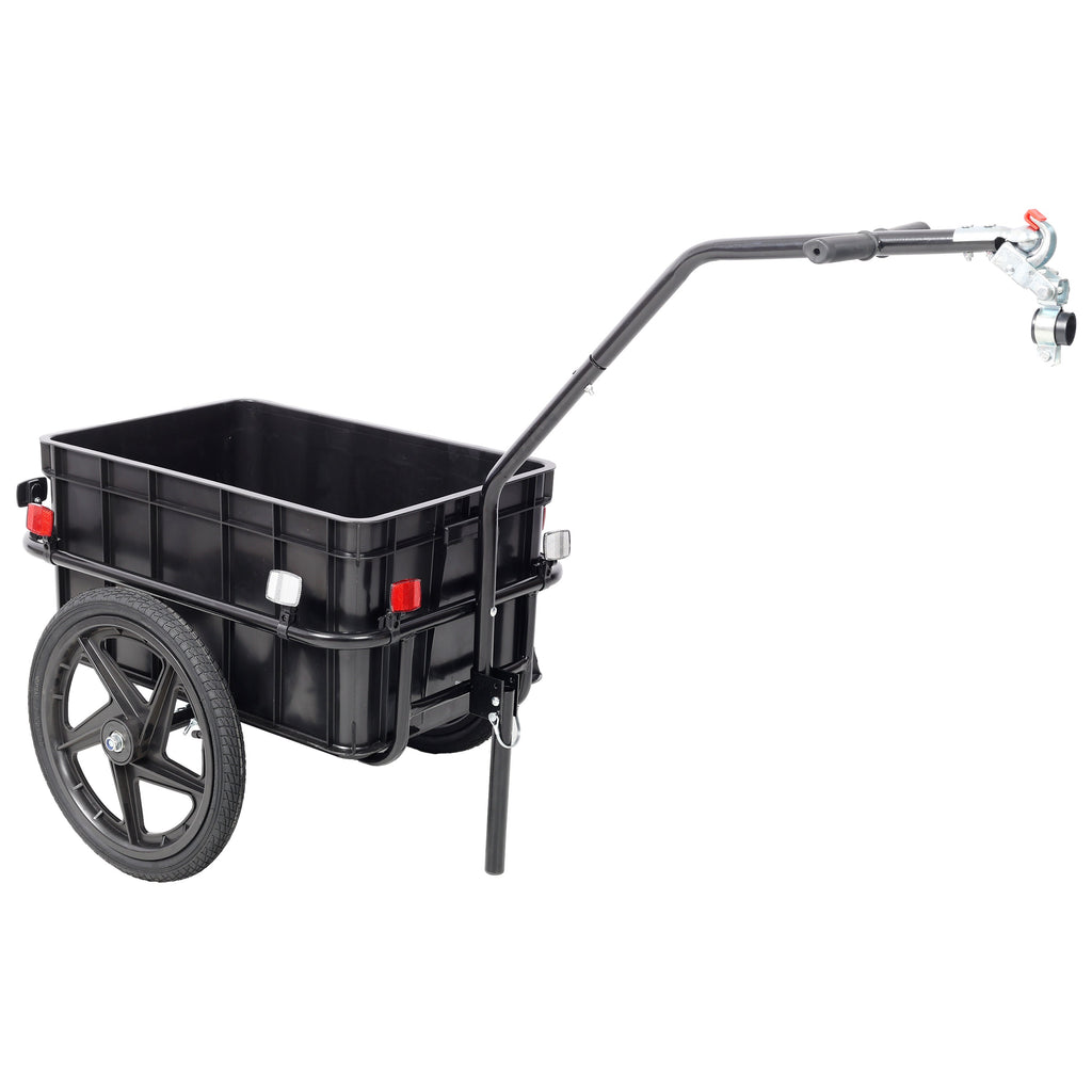 Bike Cargo Trailer with Support Bar and Waterproof Cover - Black