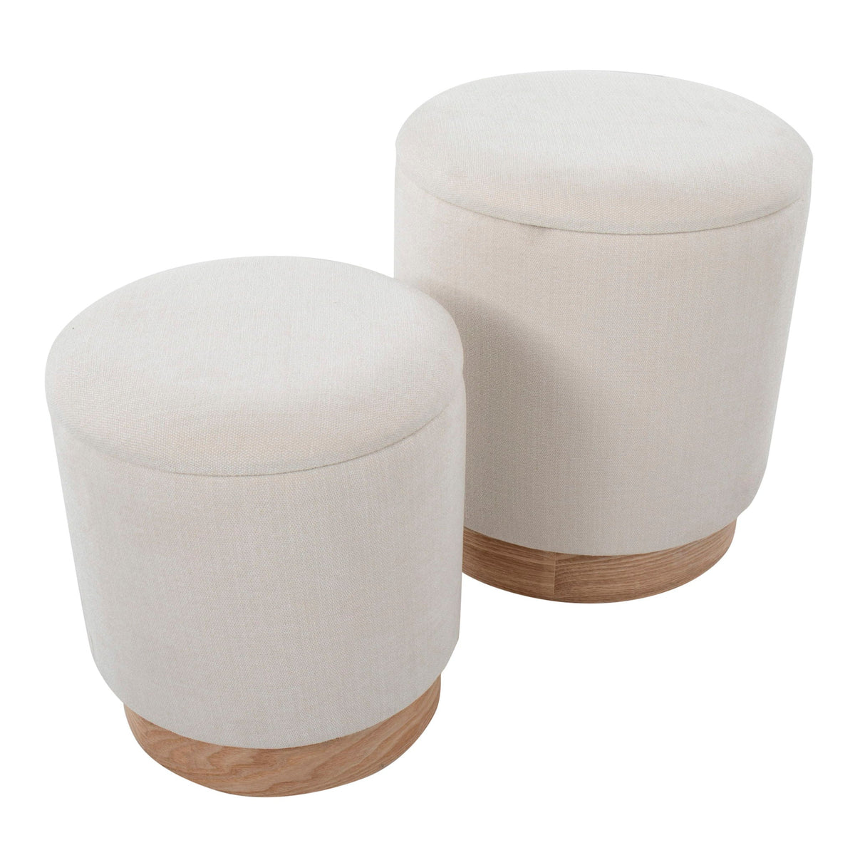 Contemporary Nesting Ottoman Set with Cushioned Top - Beige or Black