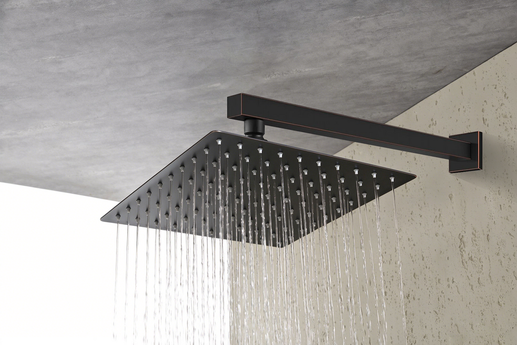 10 Inch Rainfall Square Shower Head with Wall Mount - Oil Rubbed Bronze