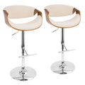 Mid Century Modern Adjustable Barstool with Swivel and T Footrest - Multiple Colors
