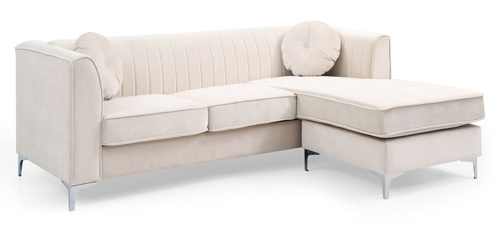 Micro Suede Sofa Chaise with Channel Quilting - Multiple Colors