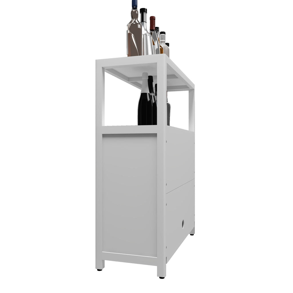Bamboo Large Capacity Storage Cabinet with Shelves - White
