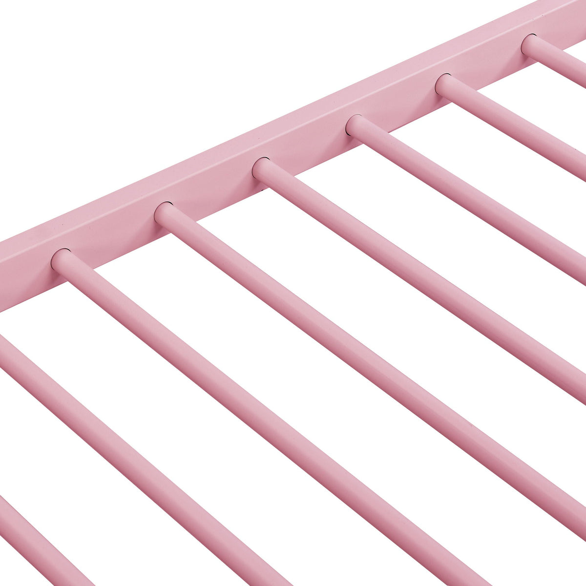 Twin Over Twin Bunk Bed with Trundle - Sturdy Metal Frame - Pearl Silver, White, or Pink