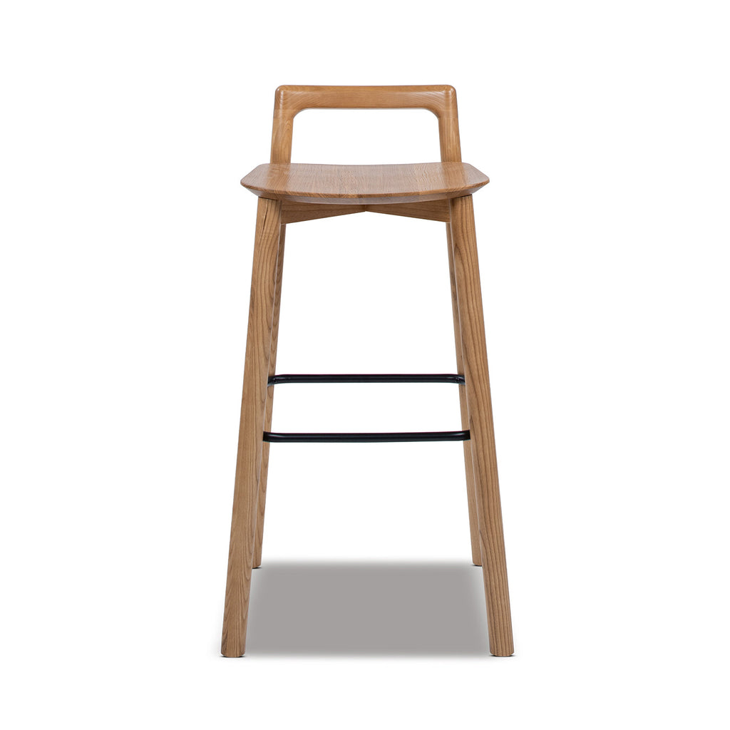 Modern Minimalist 30" Wood Barstool with Low Back - Brown