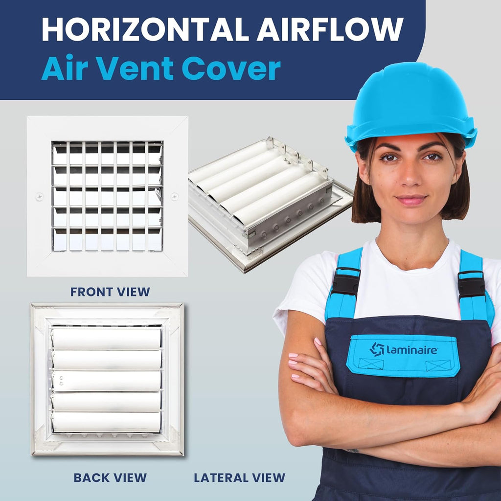 6x6 Adjustable Aluminum AC Register Vent Cover with Airflow Control - Aluminum