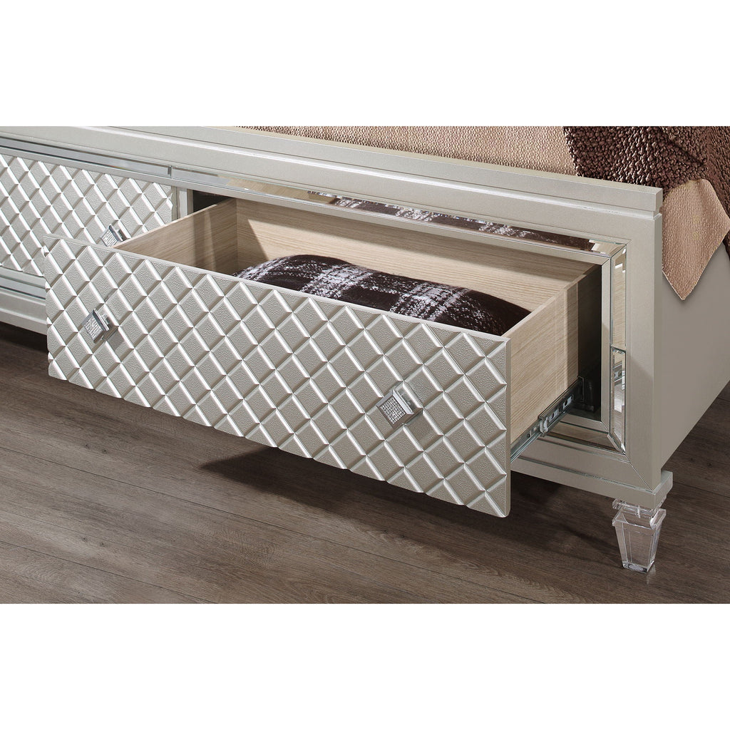 Pearl Silver Storage Bed with LED Headboard – Queen or King