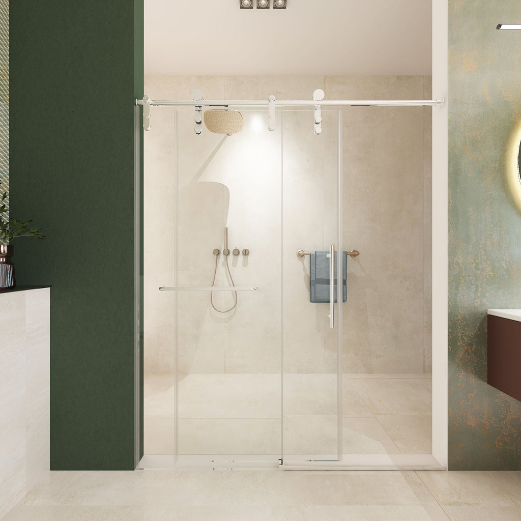 Pearl Silver Sliding Frameless Shower Door with Easy Clean Tempered Glass