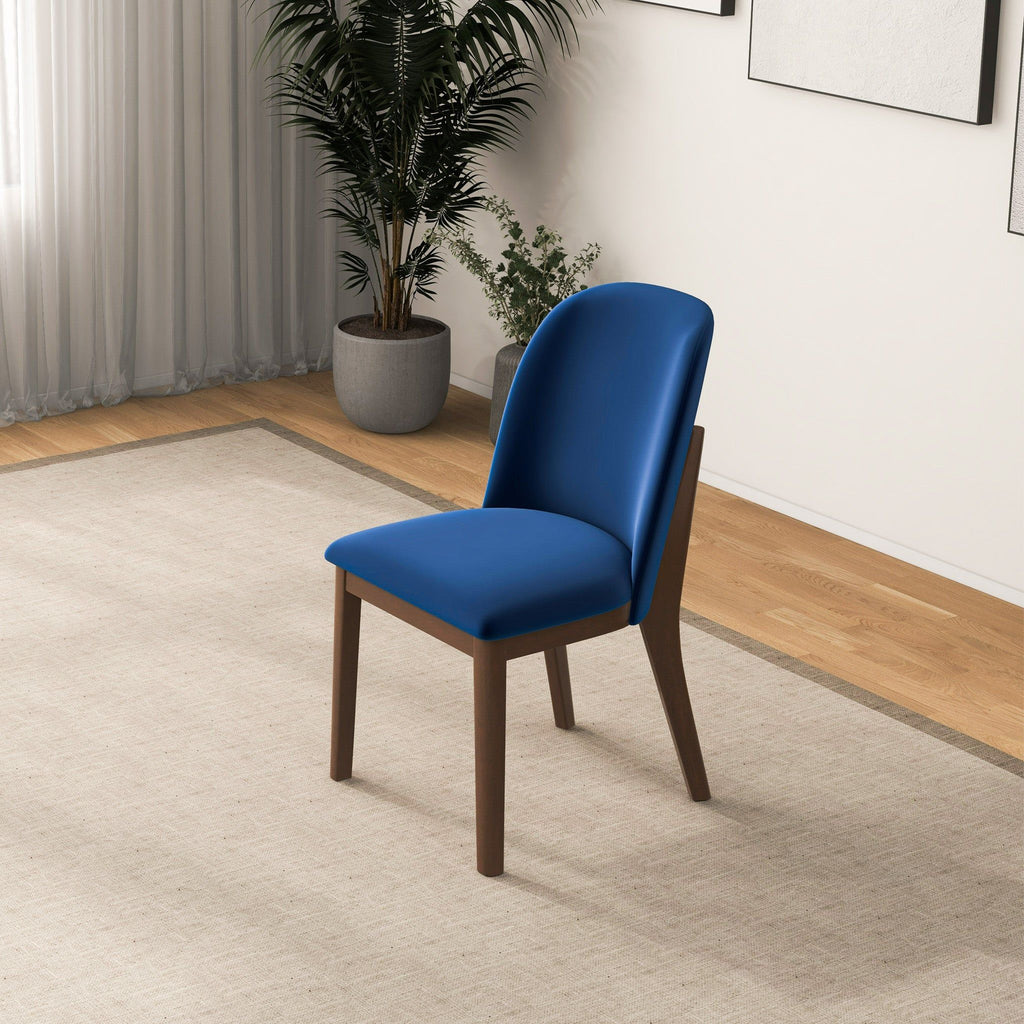 Comfort Dining Chair Set of 2 with Solid Wood Legs - Beige, Orange, Blue, Green