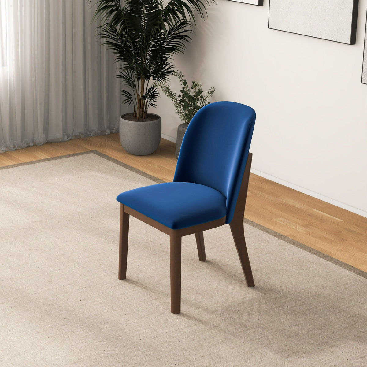 Comfort Dining Chair Set of 2 with Solid Wood Legs - Beige, Orange, Blue, Green