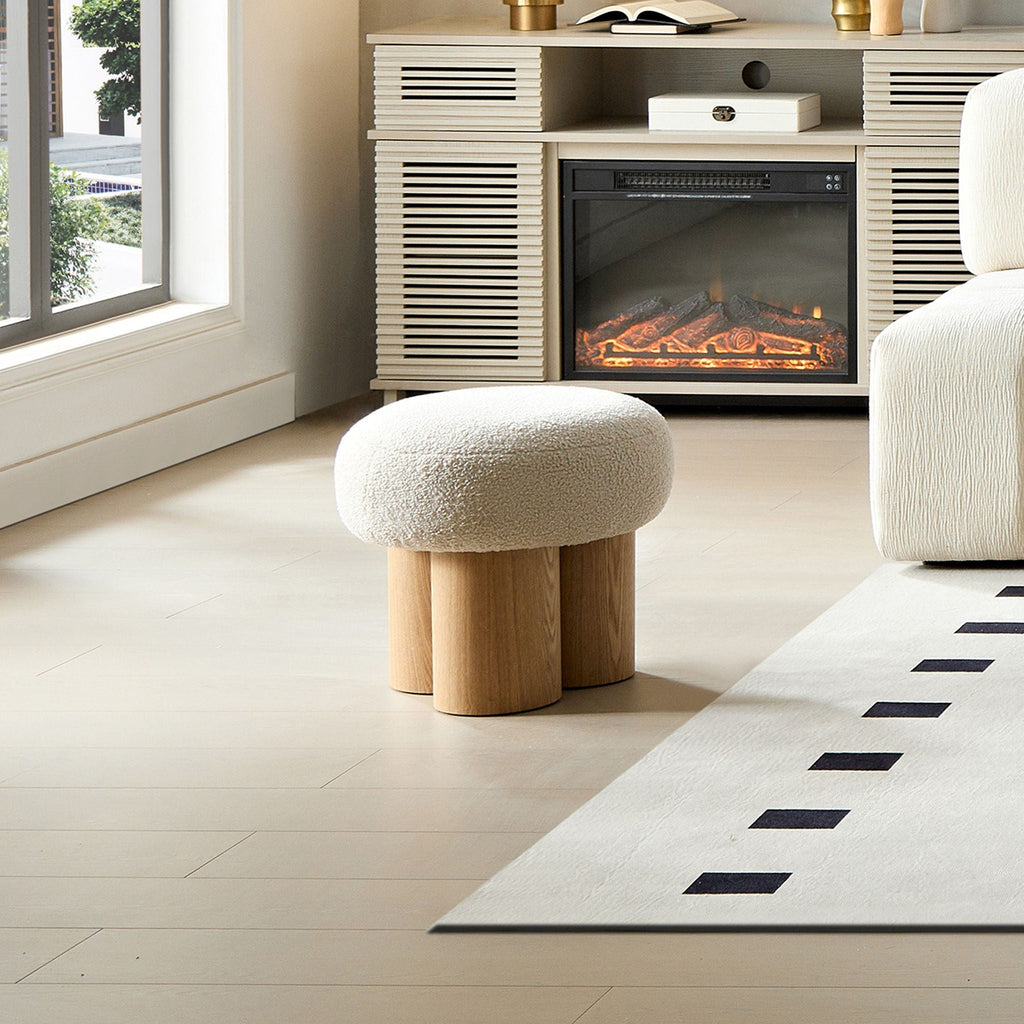 Versatile Mushroom Stool Ottoman with Cushion - Dark Brown, White, Beige