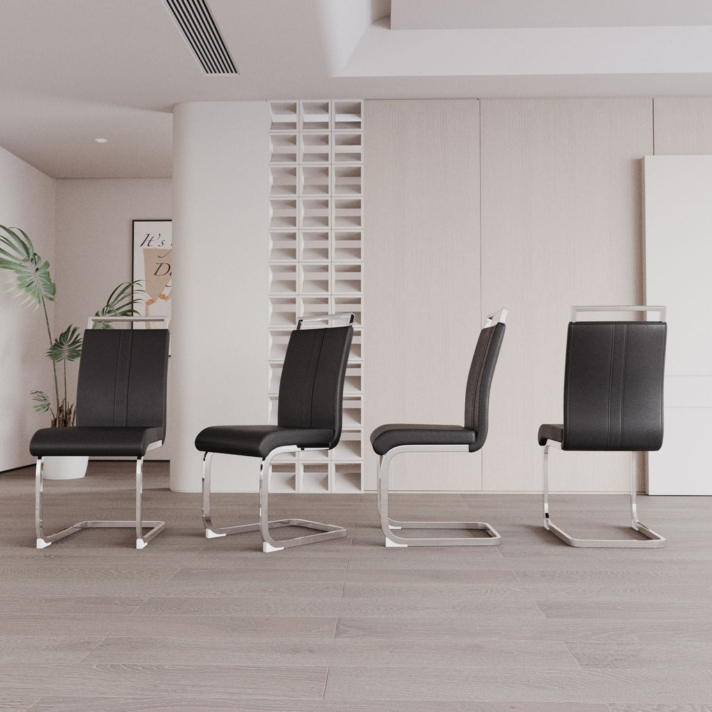 Modern Dining Chairs with Padded Seat and High Back - Black, White, or Dark Gray