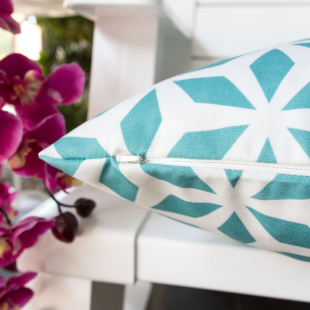 Crystal Burst Outdoor & Indoor Pillow with Weather Resistant Fabric - Light Blue or Black