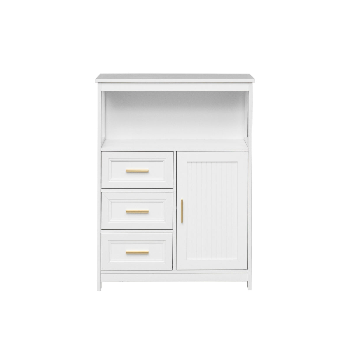 Modern Kitchen Storage Cabinet with 3 Drawers and 1 Door - White