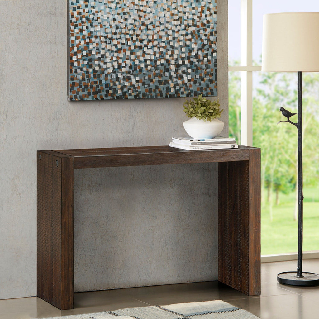 Modern Design Console Table with Solid Wood Construction - Light or Dark Brown