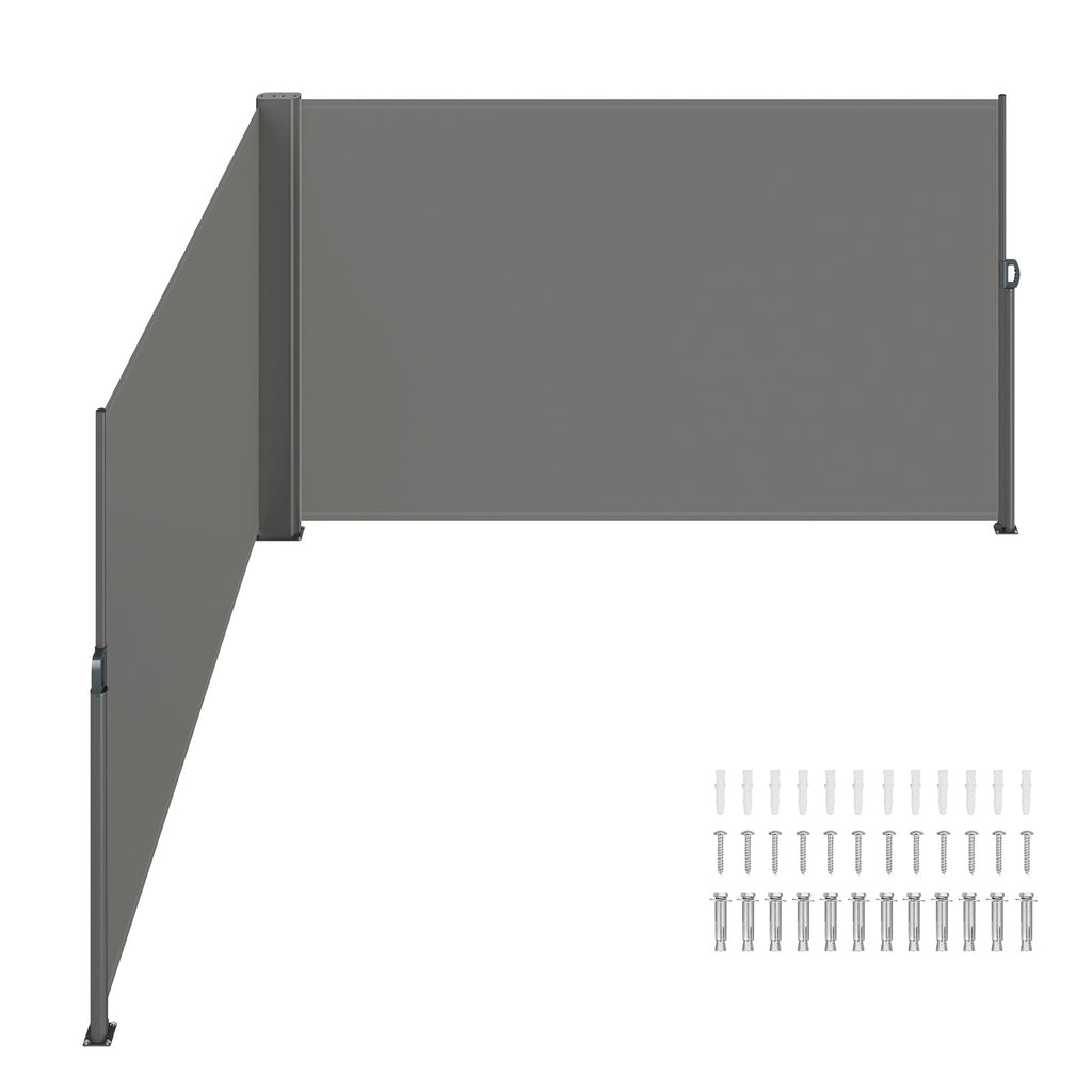 Retractable Side Awning 71" x 236" with Aluminum Frame - Grey