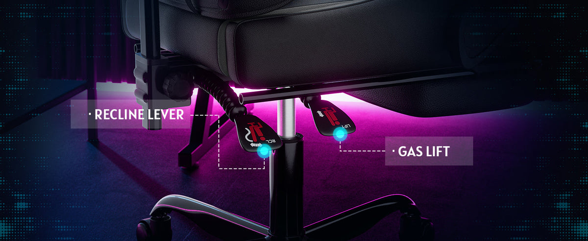 Ergonomic Gaming Chair with Footrest and Lumbar Support - Black/Grey