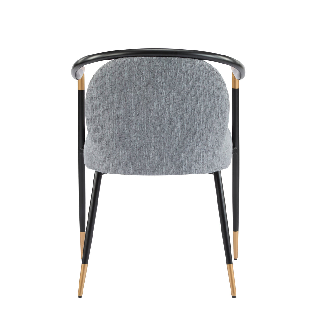 Modern Upholstered Dining Chair Set with Metal Armrests - Black