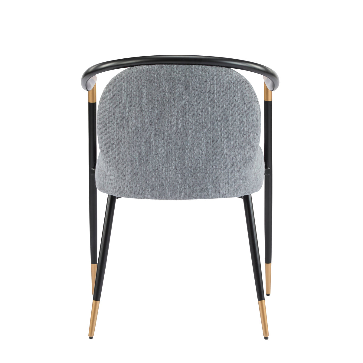 Modern Upholstered Dining Chair Set with Metal Armrests - Black