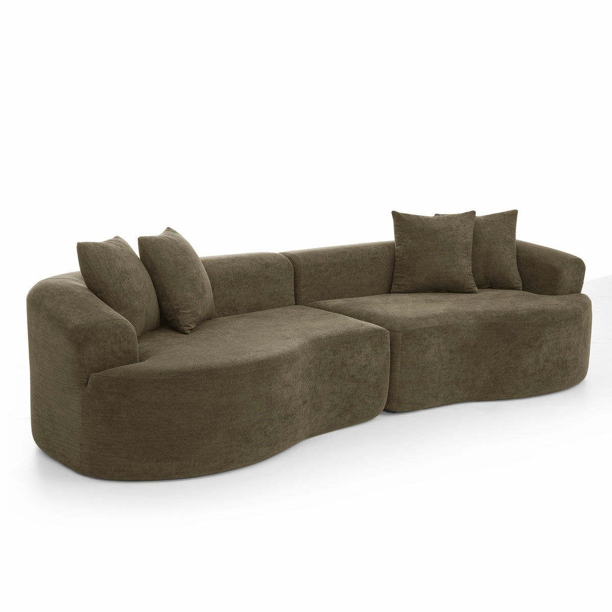 4 Seater Curved Cloud Sectional Sofa with High-Density Foam - Corduroy