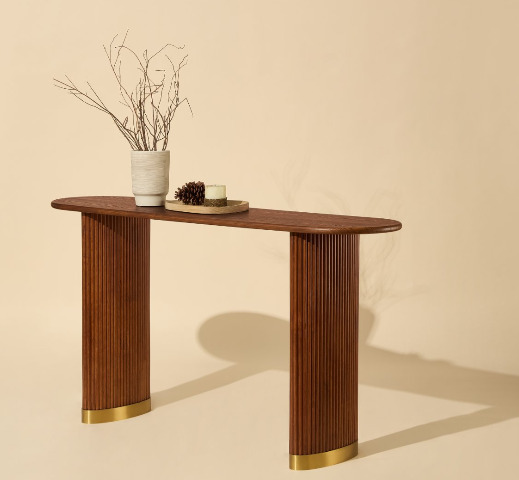 Modern Entryway Console Table with Stainless Steel Legs - Brown or Black