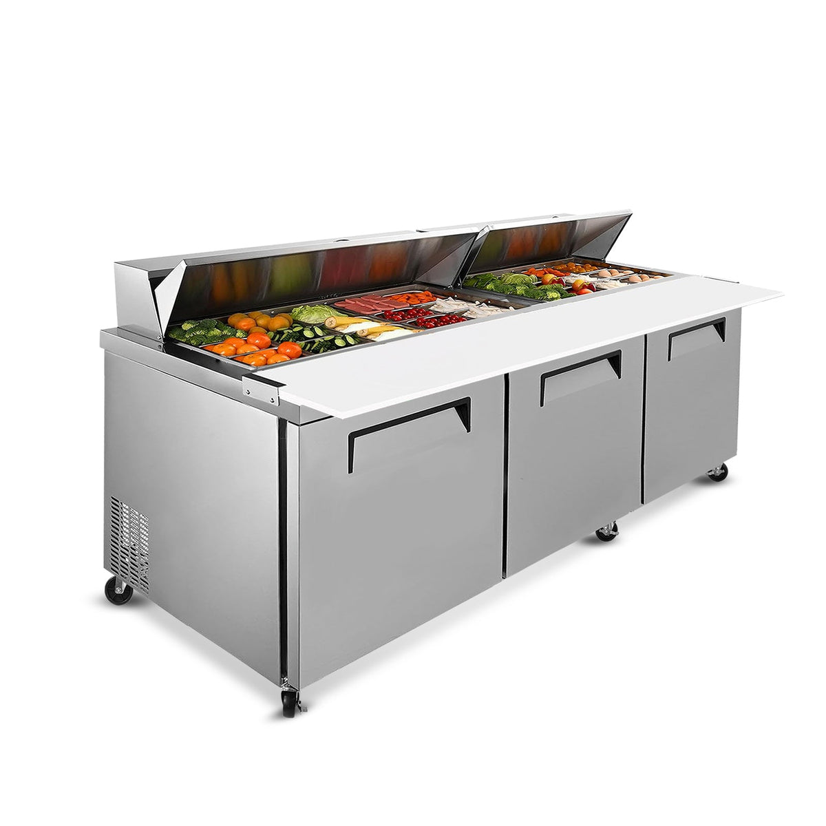 72" Sandwich & Salad Prep Table Refrigerator with Cutting Board - Stainless Steel
