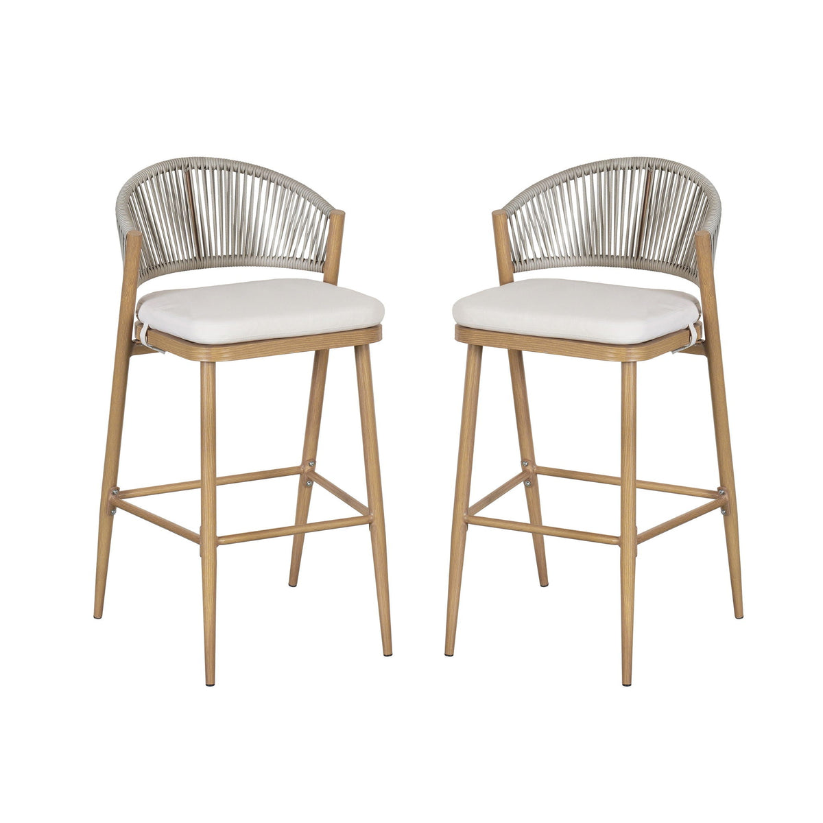 Outdoor Bar Height Metal Frame Counter Stools