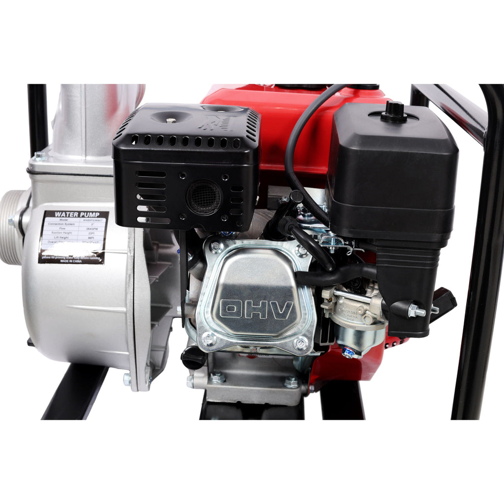 Gasoline Powered Water Pump with 3" Inlet & Outlet, 264GPM Flow - Black / Red
