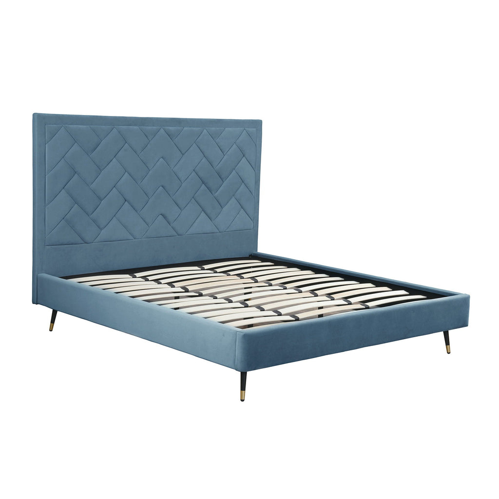 Upholstered Bed with Headboard and Slats - Multiple Colors