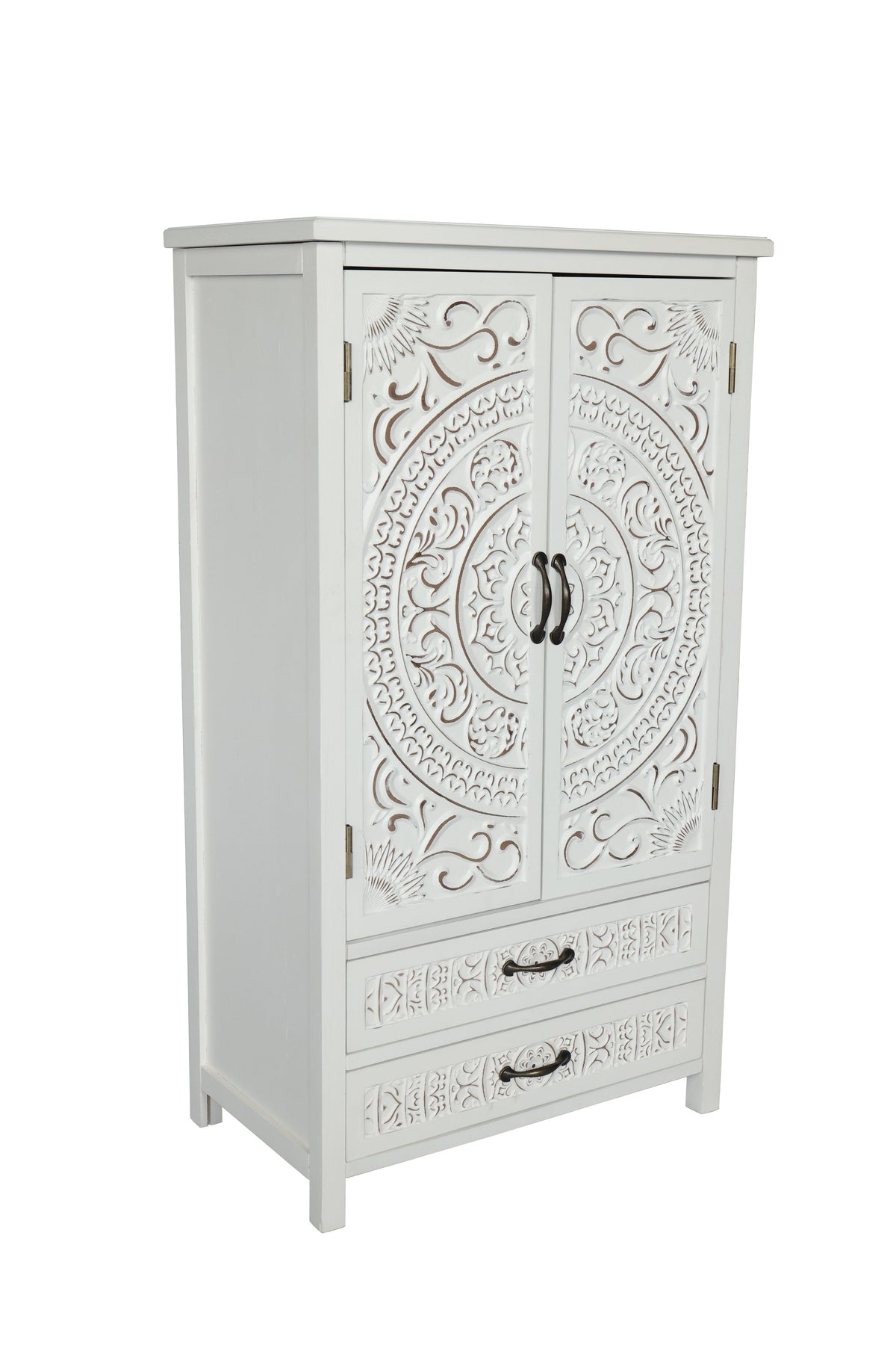 27'' Accent Tall Tower Storage Cabinet with Drawer and Doors - White