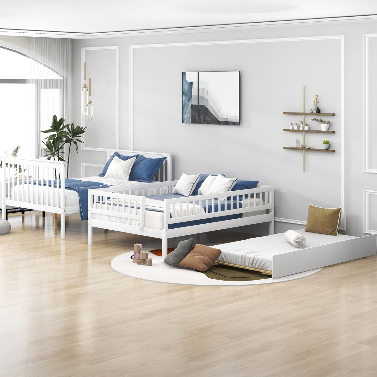 Bunk Bed with Staircase and Storage Options - Dark Gray or White