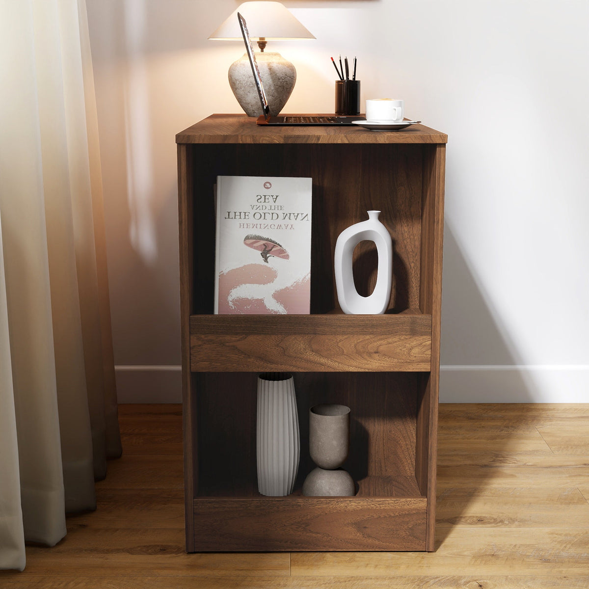 Computer Desk with Drawers, Modern Corner Home Office Storage