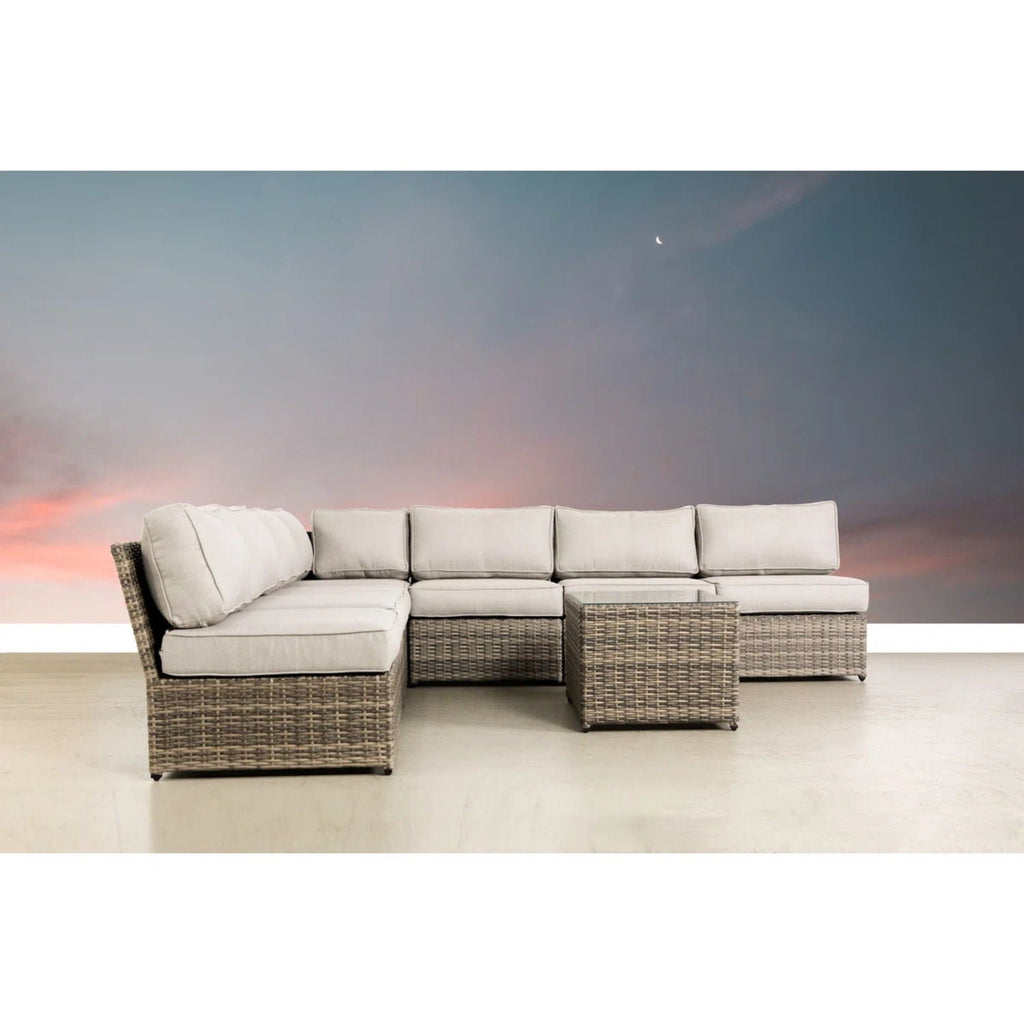 Modern Patio Rattan Sectional Set with Cushions - Multiple Colors