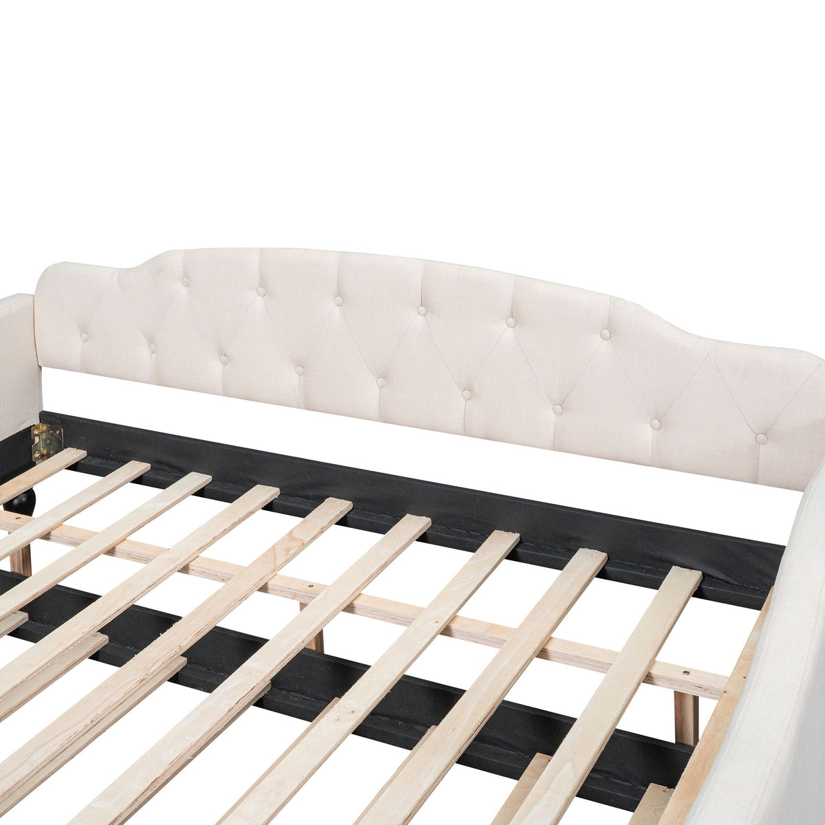 Upholstered Tufted Daybed with Storage Options - Beige