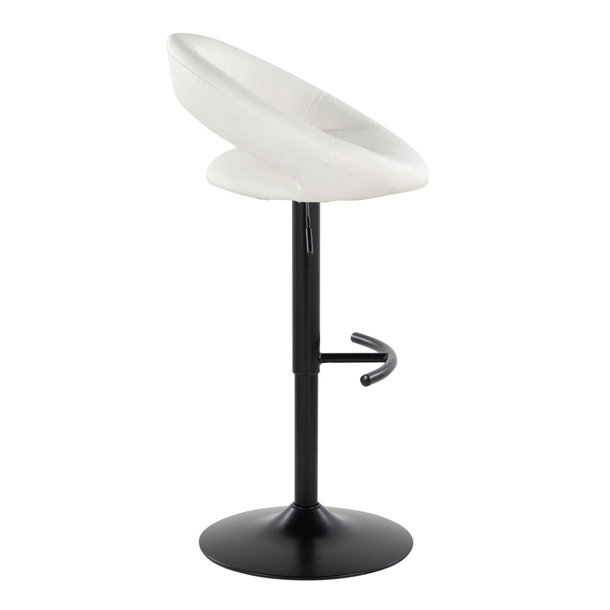 Contemporary Adjustable Barstool Set with Swivel & Rounded T Footrest - Black or White