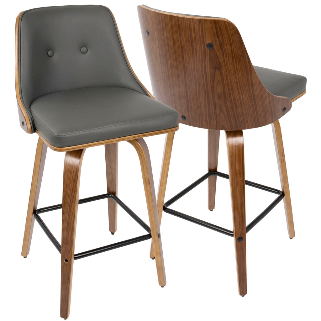 Mid Century Modern Counter Stool Set with Swivel - Multiple Colors