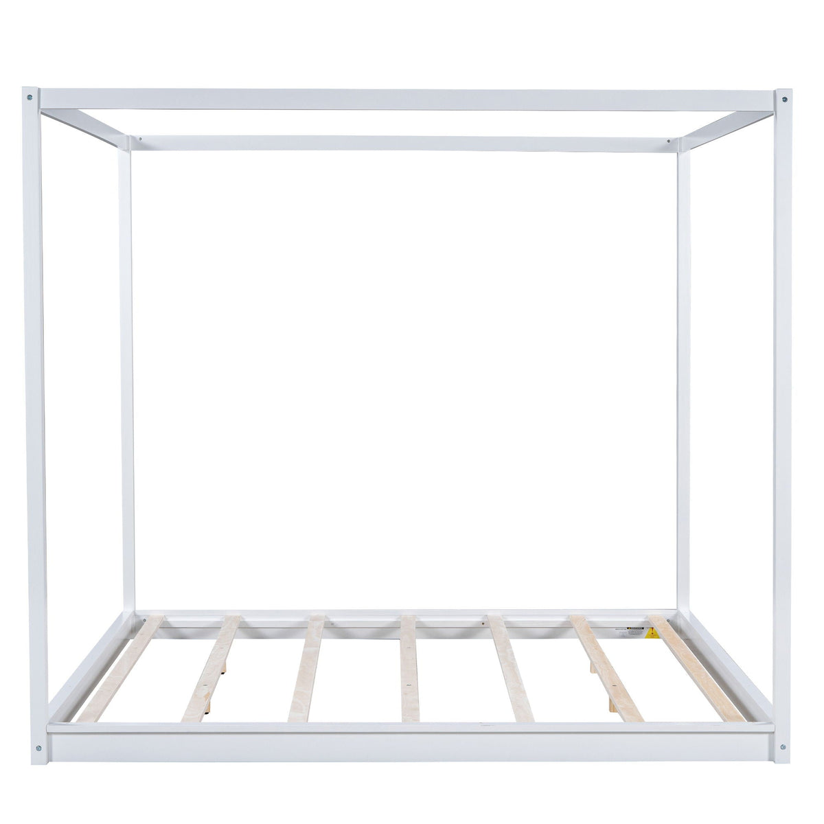 Wood Canopy Platform Bed with Airflow Slats and Support Legs - White or Light Brown