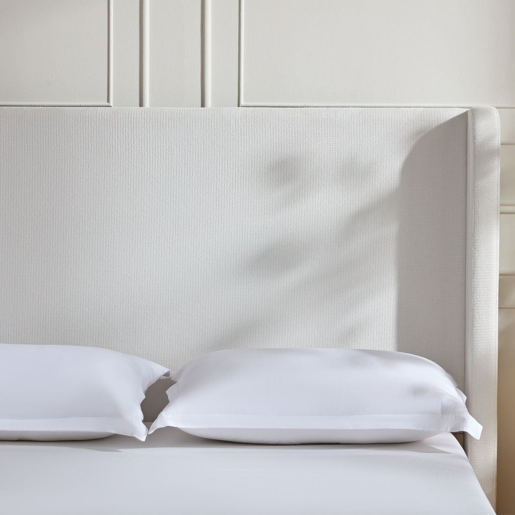 Tall Headboard Upholstered Bed with No Box Spring Needed - Cream