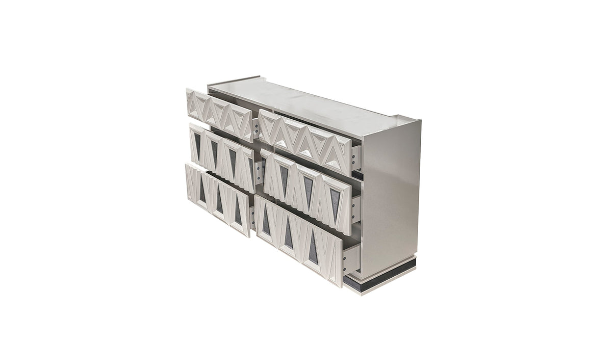 Modern 6-Drawer Dresser with Soft-Closing Drawers - High Gloss Lacquer