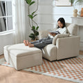 Oversized Chair with Storage Ottoman with Solid Wood Frame - Snowflake Velvet