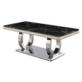 Luxury Modern Dining Table With Faux Marble Top and Dual Circle Base - Black