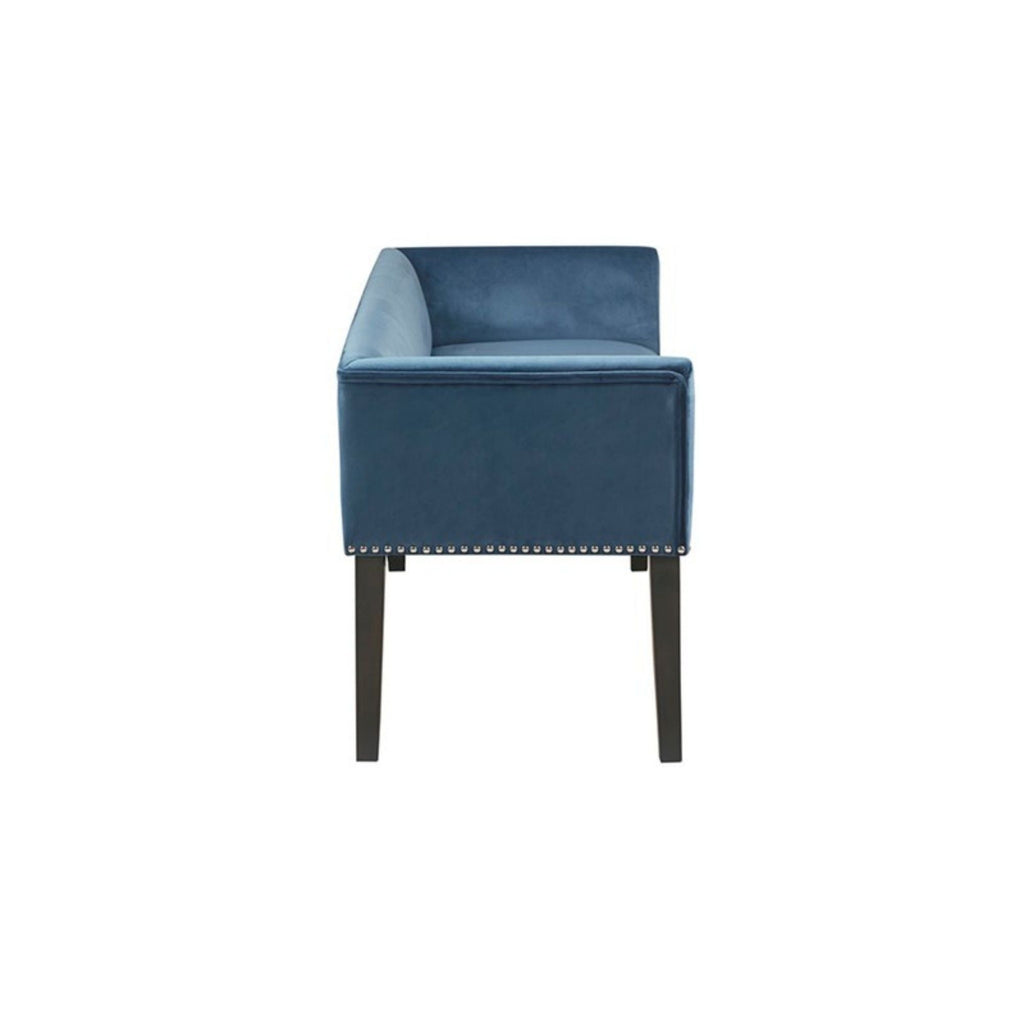 Welburn Upholstered Bench with Low Back and Flared Arms - Blue, Light Blue, or Beige