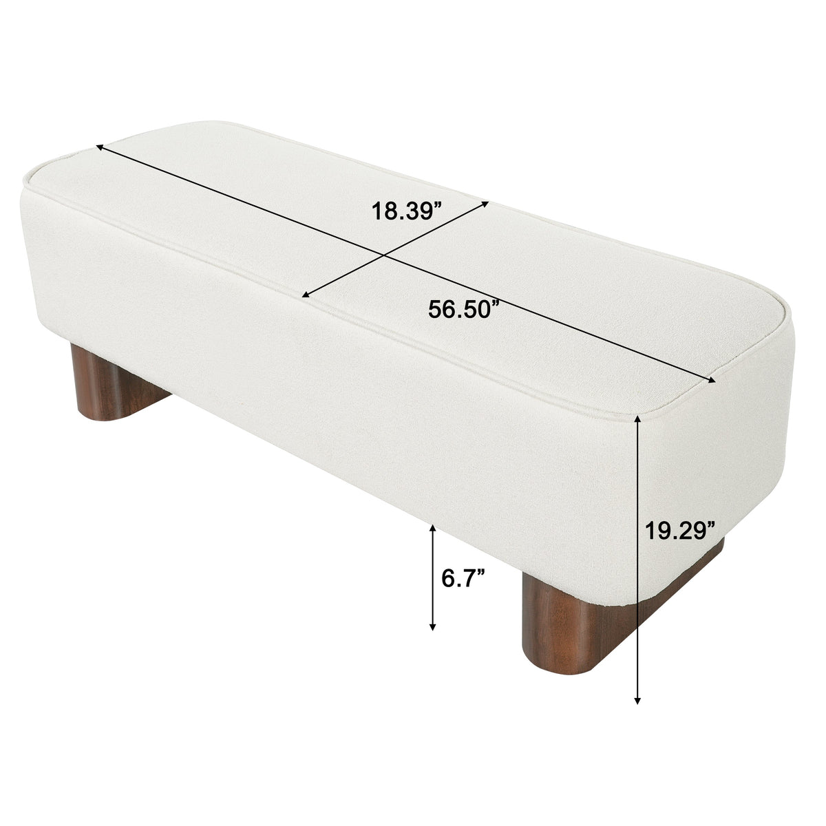 Modern Upholstered Ottoman Bench with Thick Padding - Warm Beige