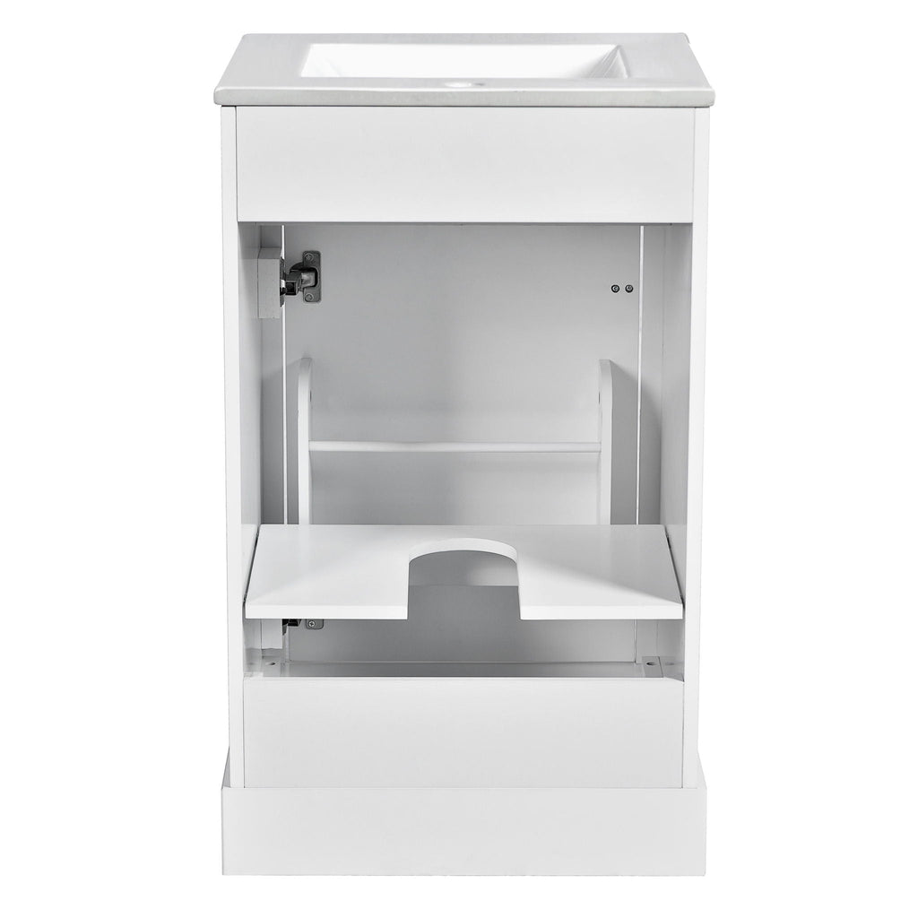 Elegant Bathroom Vanity with Ceramic Sink and Soft-Close Door - Multiple Colors