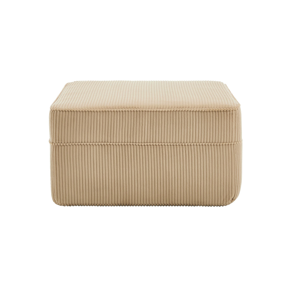 Corduroy Ottoman with High-Resilience Foam - Camel