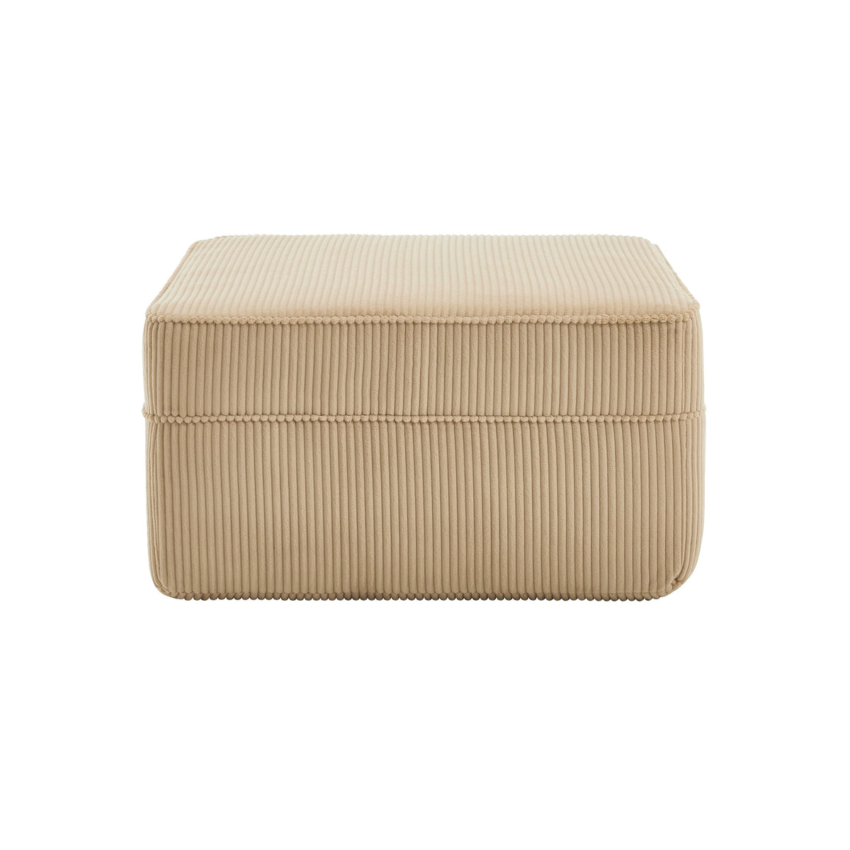 Corduroy Ottoman with High-Resilience Foam - Camel