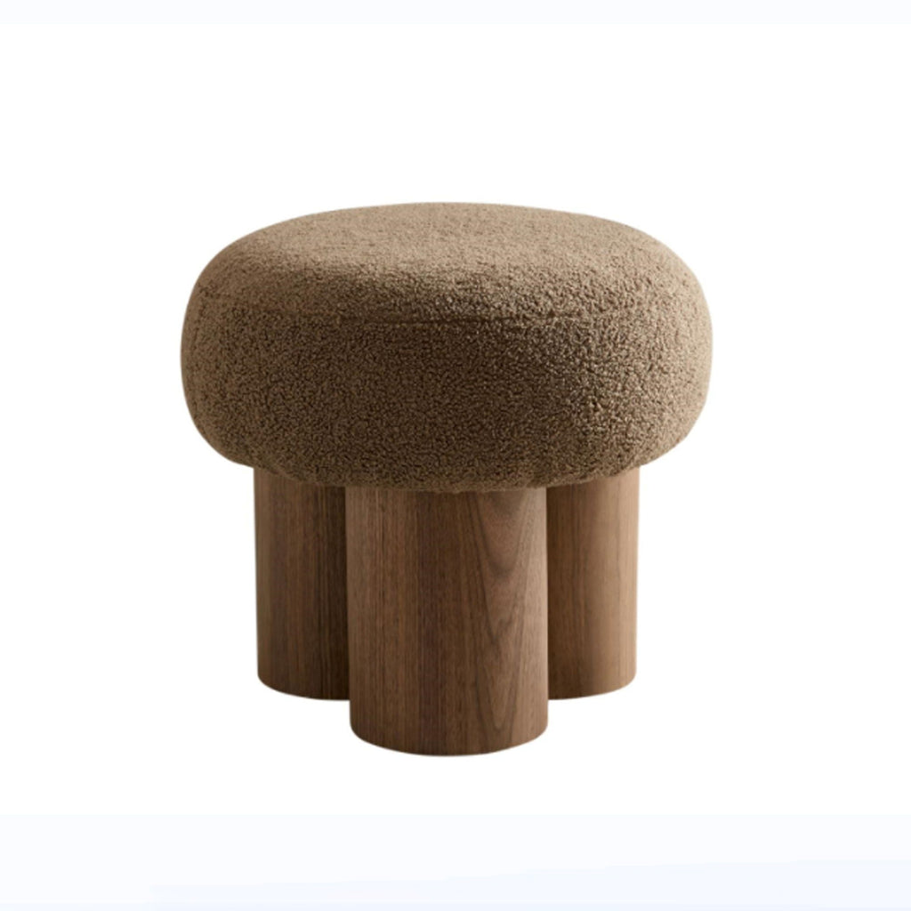 Versatile Mushroom Stool Ottoman with Cushion - Dark Brown, White, Beige