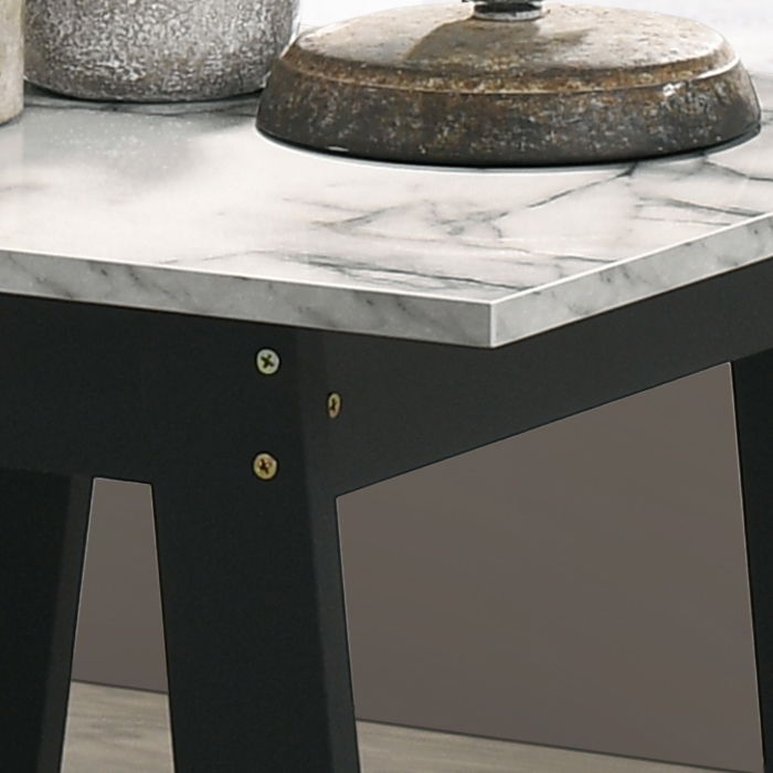 Faux Marble End Table with Black Frame - Kenzo